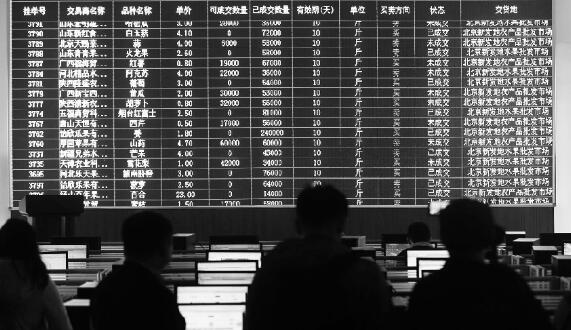 新發地農產品電子交易中心的現貨掛牌系統 攝/法制晚報記者田寶希